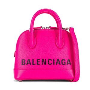 NWT Balenciaga XXS Ville Top Handle Bag Grained Calfskin Leather In Fuchsia